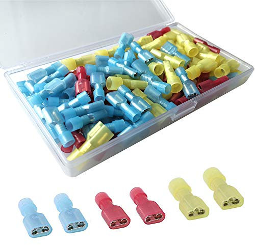 Gebildet 110pcs 6.3 × 0.8mm Terminales de Crimpado,Terminal de Conector de Cable Completamente Aislado,Pala de Crimpado Hembra,Conectores Eléctricos