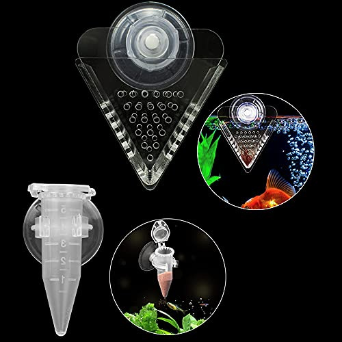 IAFVKAI Aquarium Cone Red Worm Feeder Acrylic V-Shape Automatic Fish Feeder Brine Shrimp Food Feeding Cup with Suction Cup