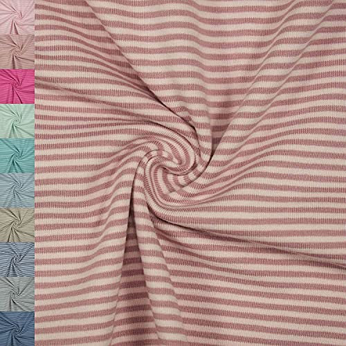 Jersey Stoff Noah, gestreift 2mm, altrosa/rose (50cm x 150cm)