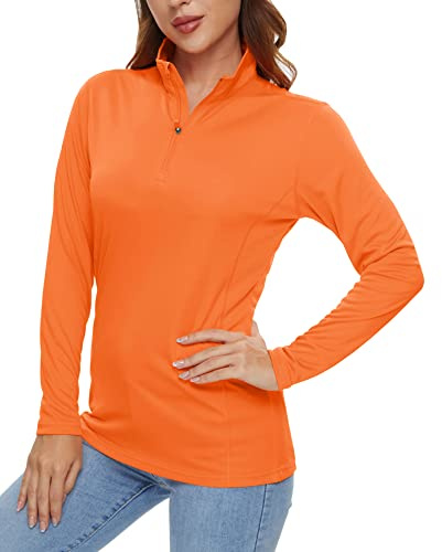 KEFITEVD Maglietta sportiva da donna, a maniche lunghe, con chiusura lampo, a maniche lunghe, leggera, colletto alto, a maniche lunghe, elasticizzata, per corsa, escursionismo