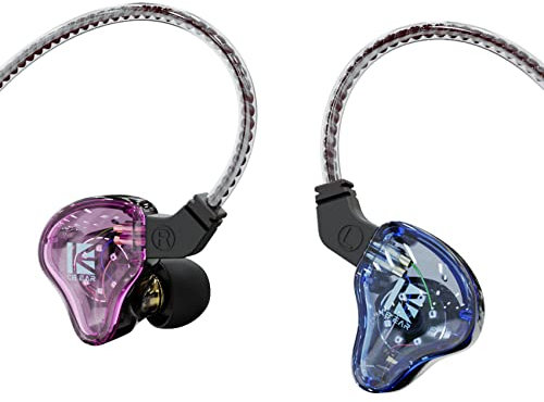 Yinyoo KBEAR KS2 Auriculares HiFi in-Ear para PC, 1BA 1DD Híbridos Con Cancelación de Ruido IEM, Cable Extraíble para Singer Drummer Stage (Con Micrófono, Morado)