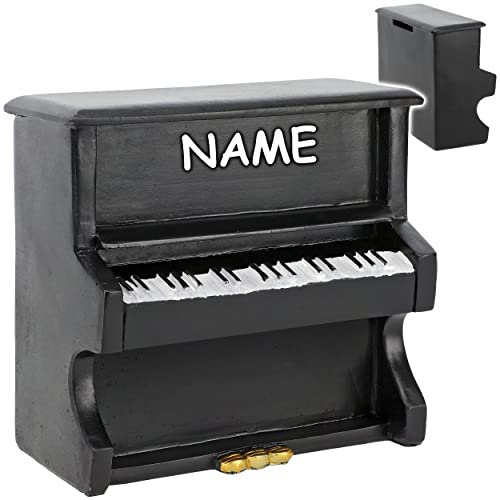 alles-meine.de GmbH Spardose Verschiedene Modelle wählbar mit Verschluss - aus Kunstharz/Polyresin Klavier/Piano inkl. Name - mit Verschluss - aus Polyresin/Kunstha..