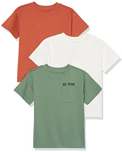 Amazon Essentials T-Shirt a Maniche Corte Stile Moderno Unisex Bambini e Ragazzi, Pacco da 3, Avorio/Terracotta/Verde Salvia, 11-12 Anni
