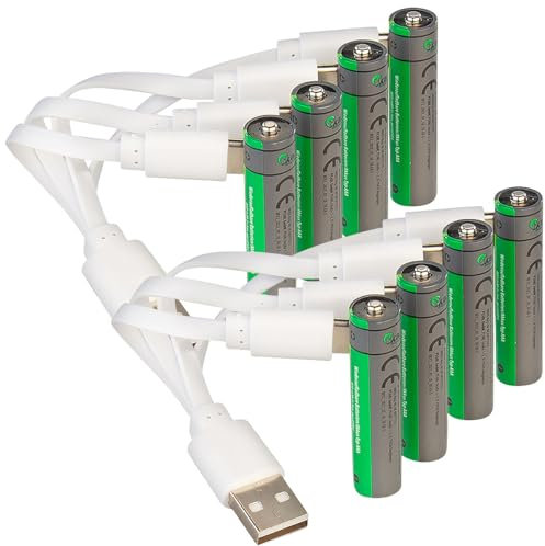 tka Köbele Akkutechnik Accu AAA: 8er-Set wiederaufladbare Batterien Typ AAA,600mWh,schnellladen per USB (aufladbare Batterie, Akku mit USB Anschluss, wiederaufladbar)