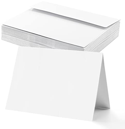 VANRA 100 Pack Blank Tent Place Cards with Envelopes A7 White Greeting Card