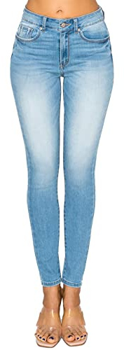 WAX JEAN Women's Repreve Butt I Love You Push-Up High-Rise Skinny Jeans, Light Denim, 7