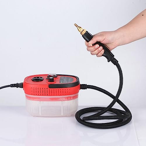 LeTkingok Macchina per La Pulizia a Vapore Domestica AC 100-240V, Cappa per Aria Condizionata da Cucina Ad Alta Temperatura e Ad Alta Pressione, Pulitore Elettrico Regolabile 2500W(Rosso)