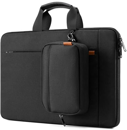 Inateck 15-15.6 Zoll Laptoptasche Hülle Spritzwassergeschützte Schutztasche Aktentasche mit Zubehörtasche, Schwarz