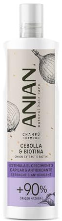 ANIAN - Champú Cebolla y Biotina, 400 ml, para Cabello Quebradizo, Estimula el Crecimiento del Pelo, Limpia en Profundidad y Fortalece la Estructura Capilar, No Huele a Cebolla