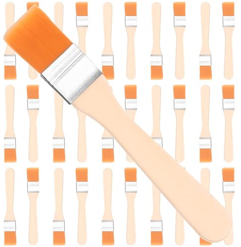 Pilikoll Flache Pinsel mit Holzgriff, 30 Stück, für Wandmalerei, Nylon, flach, professionell, für Wandmalerei, Aquarellmalerei, Basteln, Reinigung von Malerei (2,2 cm)