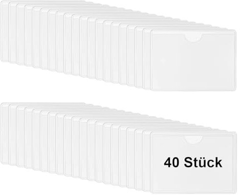 Furuising 40 Stück Etikettenhalter Selbstklebend 5 x 7cm, Transparent Visitenkartentaschen Selbstklebend, Visitenkartenhüllen Selbstklebend für Büro Zuhause Schule Organisieren und Sortieren