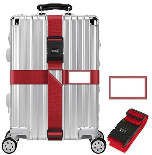 SQAQS Correas para Maletas con Bloqueo Codificado, Cinturones para Maleta de Equipaje de Viaje con Etiquetas, Accesorios para Maletas Ajustables, Correa de Maleta Cruzada para el Cierre Seguro