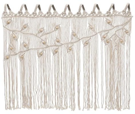 Susoso makramégardin vägghängning, boho dekoration vävd väggbonad home väggdekoration bomullstråd handgjord rumsavdelare för sovrum 110 x 80 cm beige