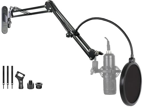 Microphone Wall Mount,Microphone Boom Arm Wall Stand for Logitech Blue Yeti,Razer,HyperX,Shure,Rode Mic Broadcasting, Voice-Over Sound,Streaming and Recording-booth