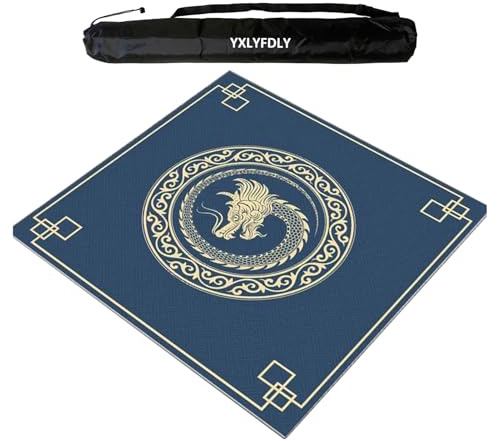 YXLYFDLY Tapete cuadrado de Mahjong con bolsa de transporte negra, antideslizante y resistente al desgaste, tapete de mesa para póquer Mahjong Paigow y juego de azulejos (60 cm)