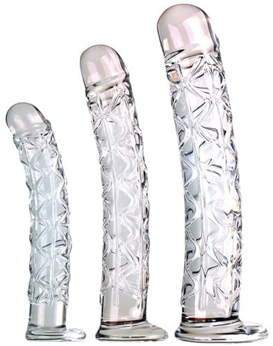WTGWDA Consolador de vidrio S/M/L Consolador de vidrio Hilo Consoladores anales Consoladores for pene Tapón de cristal transparente Tapón anal for punto G Tapón anal grande Juguetes sexuales for hombr