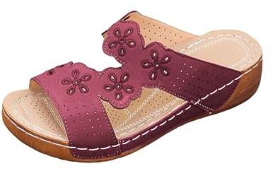 Chaussons orthopédiques pour femme d'été, confortables, antidérapants, pour maison, respirants, plante large, chaussons compensés pour piscine, plage, sandales Slip-On ouvertes, douces chaussures