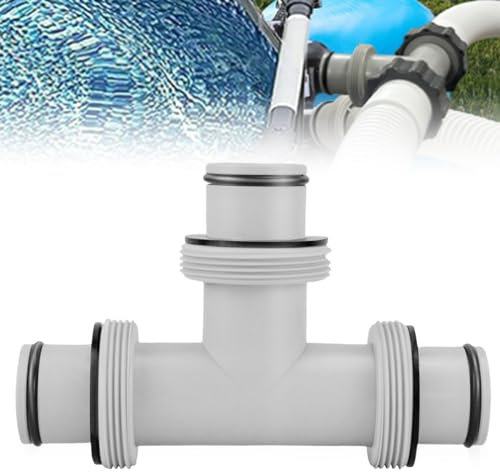 Raccord de tuyau en T pour piscine - Diamètre : 38 mm - Raccord de tuyau de piscine 3 voies - Valve 38 mm - Pièce en T de 38 mm - Rallonge de tuyau de piscine - Adaptateur pour Intex Bestway Coleman