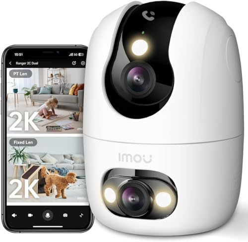 Imou Dual-Lens 2K+2K Indoor Camera Baby Monitor, 360° PTZ Dog Pet Camera | 2.4/5GHz Wi-Fi, Human/Pet/Crying Detection, Color Night Vision, Auto Tracking, One-touch Call, Siren Spotlight, Privacy Mode