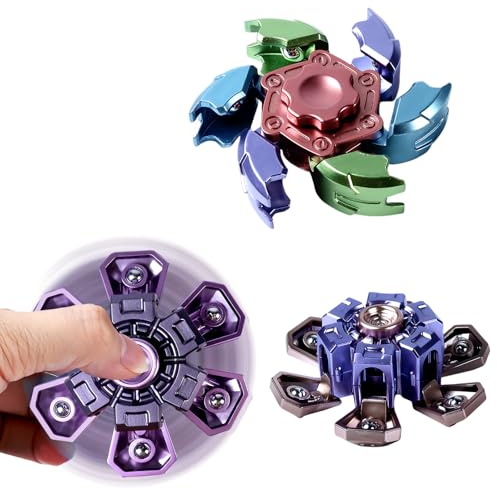 Echehi Lot de 3 Fidget Spinners à Ouverture et Fermeture Automatiques, Compagnon Ultime pour Anti Stress et se Concentrer, pour Enfants et Adultes. RGP