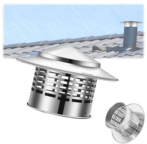 Cappuccio per canna fumaria da 1,6 pollici/2 pollici/2,5 pollici/3 pollici in acciaio inossidabile 304 con parte superiore conica e schermo, copertura per camino da tetto esterno, tappo per tubo del