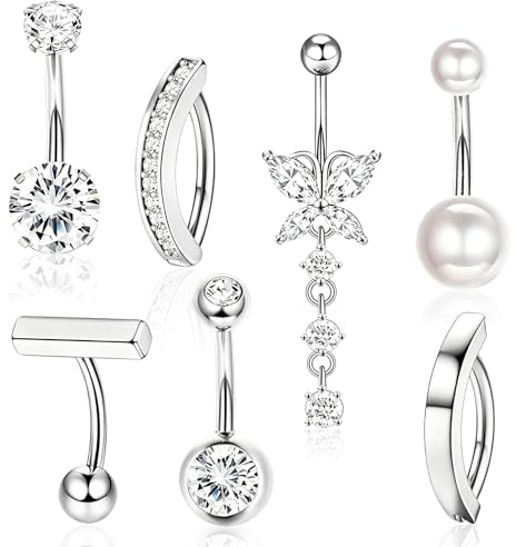 Forbabe 7 stycken navelpiercing guld