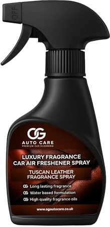 OG Auto Care Tuscan Leather Inspired Car Fragrance Spray – 250 ml Car Air Freshener – Strong, Long-Lasting, Quick-Dry, Non-Aerosol Air Freshener – UK Brand