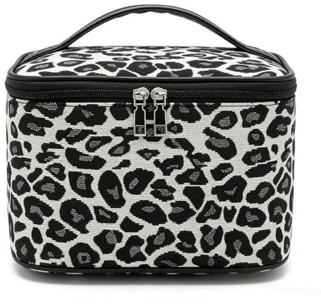 Borsa per il Trucco Leopardata,Borsa per Cosmetici con Stampa Leopardata con Cerniera,Beauty Case da Viaggio Donna,portatile,per Cosmetici, Chiavi, Gioielli