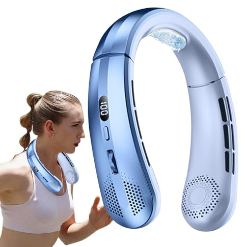 Ventilatore Da Collo Senza Lama, Dispositivo Di Raffreddamento Portatile Indossabile, Ventilatore Personale Ricaricabile Tramite USB, Silicone Flessibile Delicato Sulla Pelle, Flusso D'aria Potente E