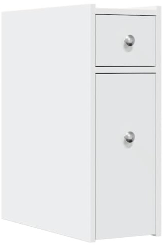 fsahslih Armadietto da bagno stretto con ruote, bianco, 21,5 x 50 x 60 cm, scaffale a nicchia in legno con cassetti, per bagno, cucina e soggiorno, armadietto compatto
