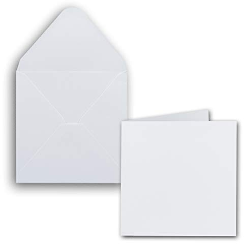 NEUSER PAPIER Set med 25 tomma kuvert, 14 x 14 cm, vitt livfullt, utskrivbara inbjudningskort, perfekt för att anpassa och skapa det själv