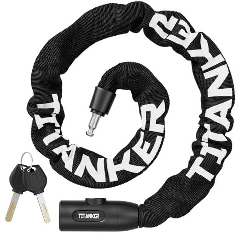 Titanker Bike Chain Lock, Heavy Duty Bicycle Locks, High Security Cycling Locks with 2 Keys, Anti-Theft Lock Chain for Bike Motorcycle, Bicycle, Door, Gate, Fence, Grill (920mm x 6mm)