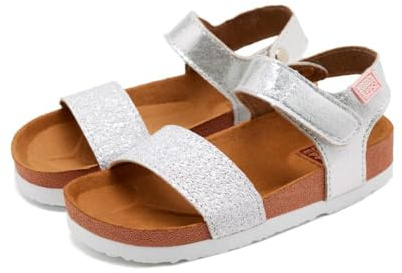 GIOSEPPO MOERS - Sandalias deportivas con punta abierta para Niñas, Aptas para el Agua, Cierre ajustable al tobillo, Color Plata, 35 EU