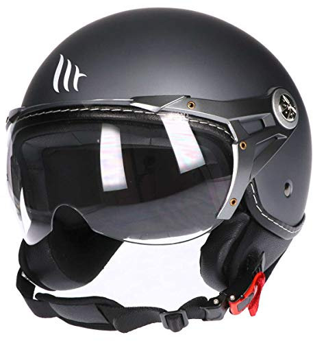 MT Soul Jet-Helm Motorrad-Helm Roller-Helm Scooter-Helm Bobber Mofa-Helm Chopper Retro Cruiser Vintage Pilot Biker ECE 22.05 (matt grau, XS)