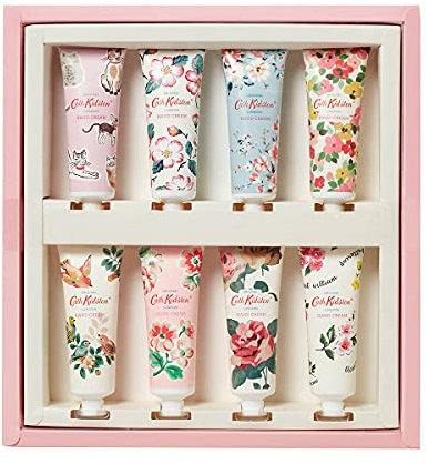 Cath Kidston Hand Cream Gift Sets For Women Luxury moisturiser Vegan Shea Butter 8 x 30ml in 2 Colours - Pink Border