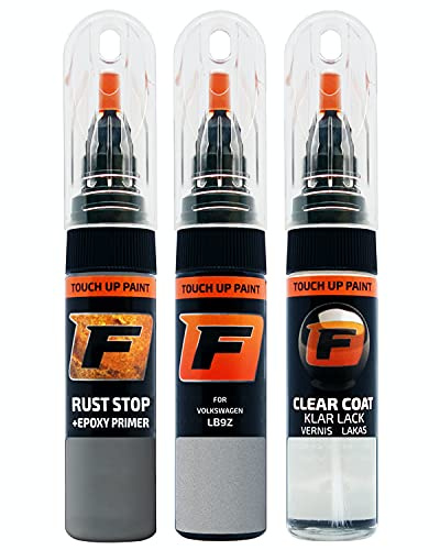 FIRANTO Kit Riparazione Vernice Auto per VW Volkswagen LB9Z White Silver - Set rimuovi Graffi per Vernice Auto 3in1-15ml Primer, Pennarello ritocchi Vernice, Vernice lucidante