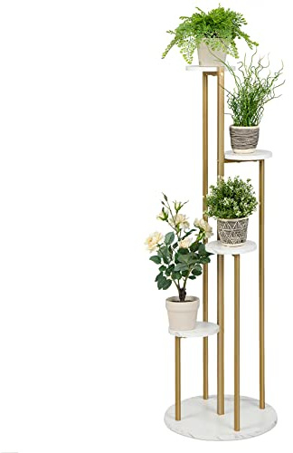KOMFOTTEU Portafiori a 4 livelli, Portapiante in Metallo, Scale per Fiori con Piedini Antiscivolo, Portafiori Salvaspazio, Scale per Piante e Bancarelle per Soggiorno, Balcone, Terrazza