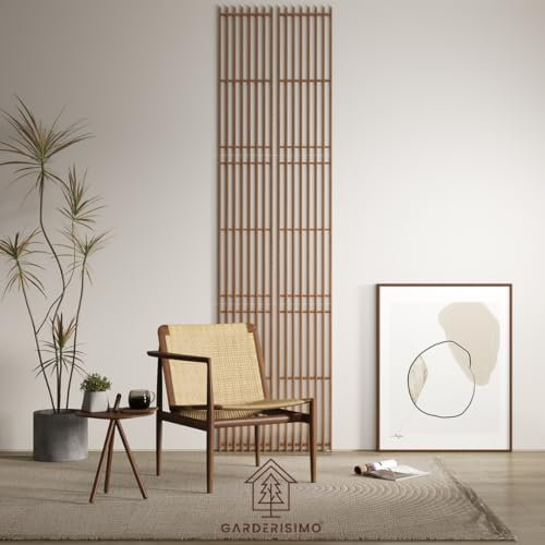 Wandpaneele aus Echtholz, 6er Set, Akustikpaneele Holz, handgefertigte Wandpaneele, Holzpaneele Wand, Japandi, Skandi-Stil, Lamellenwand, dekorativ, einfache Montage, Tapete Alternative (honigbraun)