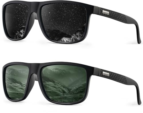 HENGOSEN Polarised Sunglasses Men Sports: Mens Sunglasses Fishing Driving Running Retro Sun Glasses with UV Protection 2 PACK