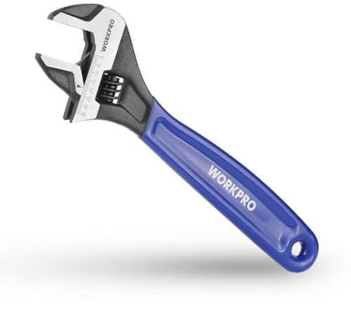 WORKPRO Schraubenschlüssel 250 mm Rollgabelschlüssel, Verstellbarer metrischer Einmaulschlüssel aus Cr-V Stahl und weichem Bi-Material-Griff