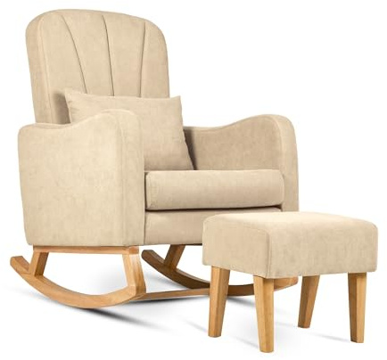Silver Cross Carmel Nursing Chair - Nursery Rocking Chair with Footstool - Breastfeeding - Nursery Furniture
