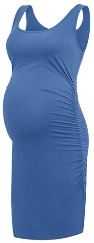 Smallshow Women's Maternity Dress Sleeveless Ruched Pregnancy Clothes Summer