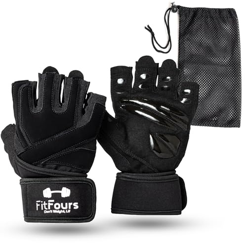 FitFours Guantes Gimnasio Hombre y Mujer con Agarre Antideslizante | Guantes Gym Hombre con Diseño Ergonómico y Duradero Sesiones de Musculación y Fitness (Medium)