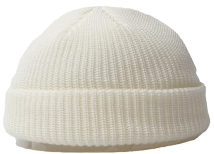 BrightGlow Wintermütze für Herren und Damen Trawler Beanie Watch Hat Roll-up Edge Skullcap Kurze Fischermütze mit Strickbündchen Beanie-Mütze Warm Skimütze Acryl-Strickmütze Weiß Erwachsene