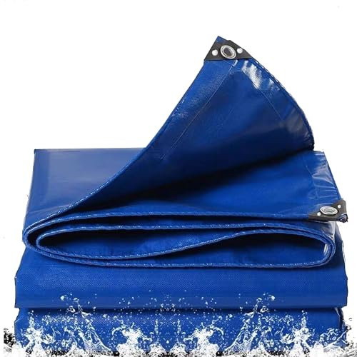 LDQBF Telone Occhiellato,2.5x5m 520g/m² pvc copri telone con occhielli per barche,legno,piscina,mobili da giardino,auto,antistrappo blu
