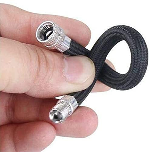 Generic Bicycle Tire Pump Adapter Schrader Valve Adapter Extension Hose 15.5cm Black Stainless Steel