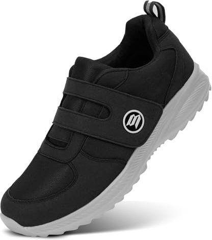 BibHoly Scarpe per diabetici da donna e uomo, extra larghe, facili da chiudere, scarpe ortopediche per piedi gonfi, fascite plantare, leggere, scarpe da passeggio con cinturino regolabile, Grigio, 42