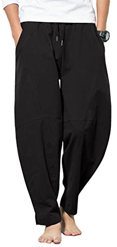 LAOARA Pantaloni di Lino Leggeri Estivi Casual Elasticizzati per Spiaggia e Yoga