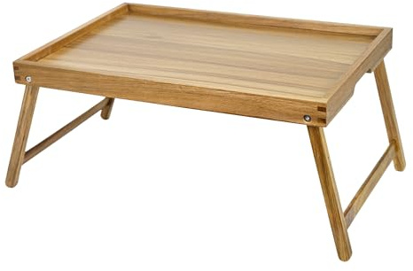 VaeFae Vassoio da Letto in Acacia, Vassoio da Colazione in Legno con Gambe Pieghevoli, Tavolo da Colazione, Scrivania per Laptop Portatile, Vassoio da Cucina (Extra Large)