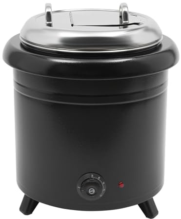 Soppvärmare soppgryta, stor kapacitet 13 l kommersiell soppvärmare, 400 W soppgryta av rostfritt stål, 30–85 °C temperaturkontroll, skedfixering, svart